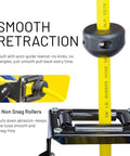 Close-up of Retractable Air Hose Reel Three-Eighths Inch By 50-Foot Heavy Duty Premium SBR Hose Up To 300 Psi, showing no-snag rollers.