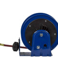 Rear view of a Retractable Air And Water Low Pressure Hose Reel One Half Inch By Fifty Feet P Series Pro Grade Tough Built Heavy Duty Steel