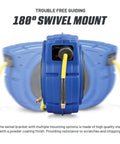 Back view of Retractable Hose Reel With 3/8 Inch By 65 Foot Premium Hybrid Polymer Hose, Heavy Duty Spring Driven, Polypropylene Case