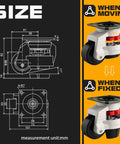 Technical diagram and side view of 4-Piece Leveling Casters With Nylon Wheel And Rubber Foot, Retractable Workbench Caster Set, Heavy Duty Load Capacity 2200 Lbs Total (550 Lbs Each), 2 Inch Wheel, Reduces Vibrations And Absorbs Shock For Stable Mobility.