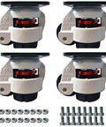 Premium Retractable Leveling Casters With 2 Inch Nylon Wheel 50mm Set Of 4 600 Lb Capacity Per Caster Ivory Finish