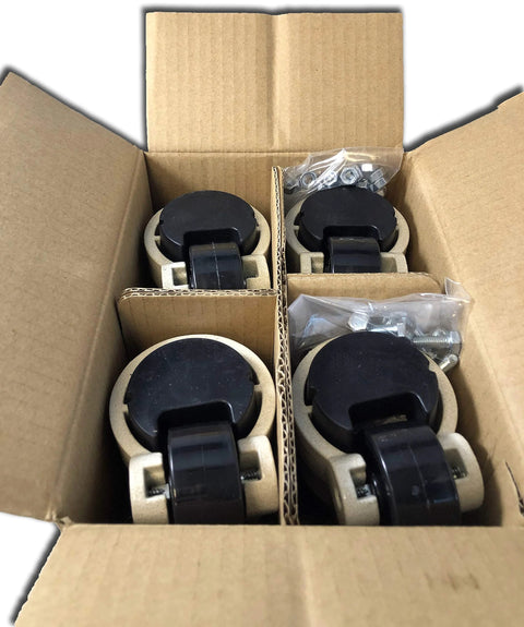 Retractable Leveling Machine Casters 4 Pack With 2 Inch Wheel 600 Lb Capacity Per Caster Total 2400 Lb in a box with hardware