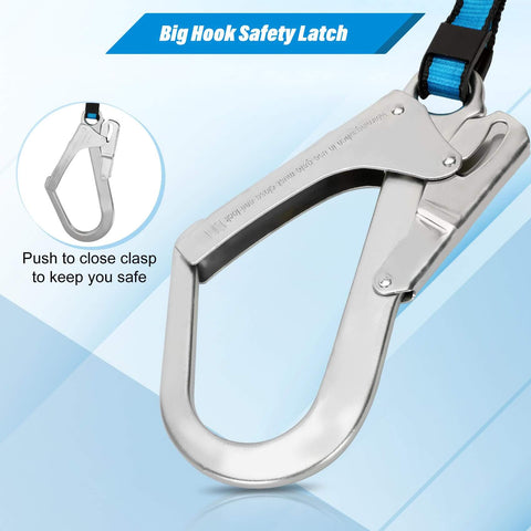 Close-up of 11 Foot Self Retracting Lifeline For Construction Safety Retractable Safety Lanyard With Swivel Top Eye Rebar Hook