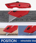 Premium Retractable All Metal Utility Knife With Quick Change Blade System Heavy Duty Box Cutter in use on various materials