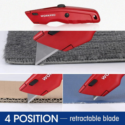 Premium Retractable All Metal Utility Knife With Quick Change Blade System Heavy Duty Box Cutter in use on various materials