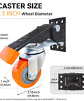 Retractable Workbench Casters Set Of 4 Heavy Duty 700 Lbs Capacity 2.5 Inch Side Mount Swivel Wheels product dimensions
