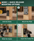 Step-by-step installation of Retractable Workbench Casters With Quick Release Caster Plate Set Four Pack 600 Lb Load Capacity Dual Mounting Options