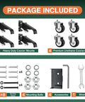 Retractable Workbench Casters With Quick Release Caster Plate Set Four Pack 600 Lb Load Capacity Dual Mounting Options