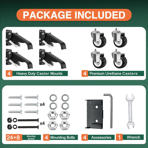 Retractable Workbench Casters With Quick Release Caster Plate Set Four Pack 600 Lb Load Capacity Dual Mounting Options