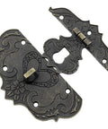 Retro Heart Lock Clasp Set For Jewelry Boxes Cabinets And Wooden Boxes Zinc Alloy Bronze Finish Handle Lock Carved Decoration