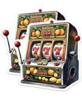 Dope Two Pack Retro Slot Machine Stickers With Vintage Casino Vibe, Lucky Slot 777 Theme, 5 Inch Longest Side, Sticks To Smooth Surfaces
