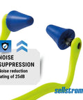 Reusable Banded Earplugs For Work Hearing Protection With Neck Cord 25 Decibels Noise Reduction, high visibility green and blue