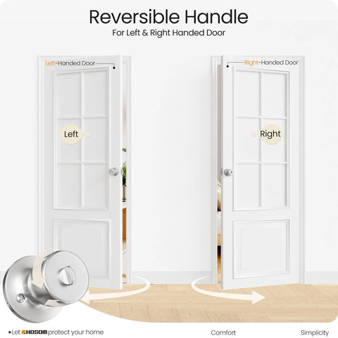 Keyed Entry Door Knob With Lock And Key For Exterior And Interior Doors Satin Nickel Finish Dual Locking Mechanism Inside Turn Button