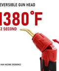 Reversible gun head of Two In One Plastic Welder Kit With Soldering Iron at 1380°F with ergonomic design label