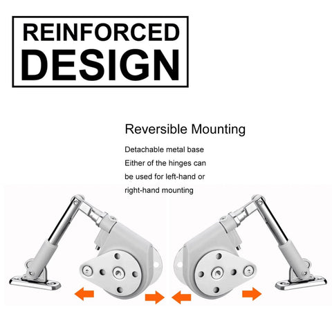 105 Degree Soft Closing Support Rod Hinges, Pull Down Bracket Hinge with reversible mounting design and detachable metal base