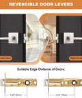 Square Passage Door Handle Set For Interior Doors Heavy Duty Reversible Lever In Satin Nickel Finish With Keyless Passage No Key Needed Hallway Closet Use Brushed Nickel Look 1 Pack, reversible lever, left and right-handed open