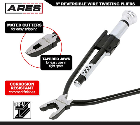 9-Inch Reversible Wire Twister Pliers With Auto Spring Loaded Return For Stainless Steel Safety Wire, Rugged Chrome Vanadium
