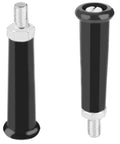 Side view of Revolving Handle Knobs M10 Threaded 22mm Head 100mm Height 2 Pack Plastic Metal for Machinery and Tools
