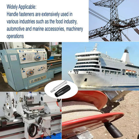 Collage with Two Pack Revolving Handwheel Handle With M8 Male Threaded Stem for industrial equipment and various applications.