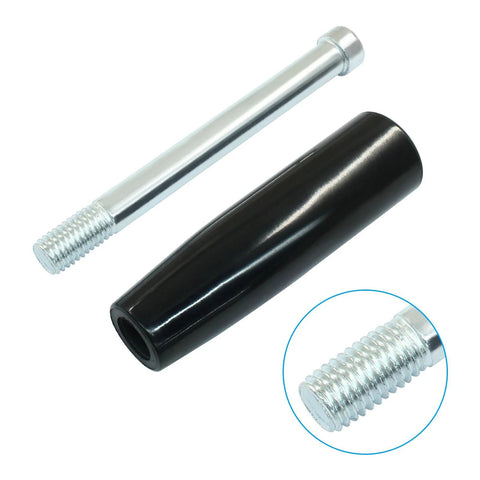 Revolving Handwheel Machine Handle With M10 X 100 MM Thread Rotating Grip For Lathe Machines, black and silver, chrome plated, close-up view.