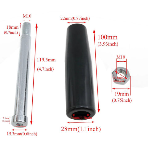 Revolving Steel Machine Handle M10 Thread Black Lathe Handle With Nut Hand Wheel Accessory product dimensions and components.