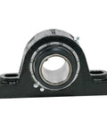 Front view of Rugged Rexnord solid housed pillow block with a spherical roller bearing insert for industrial machinery and conveyors.