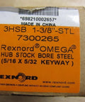 Label on box for Heavy Duty Shaft Coupling With 1.375 Inch Bore, 3 HSB, 5 by 16 Inch Inner Diameter, 5 by 32 Inch Outer Diameter.