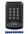 125KHz RFID Keypad Panel for Door Access Control with 1000 User Capacity and 10 Keyfobs fire-resistant ABS