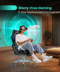 Person using VR headset on chair with 3 Inch Heavy Duty Chair Wheels Replacement Set of 5 With RGB Motion Activated Lighting For Desk Chairs