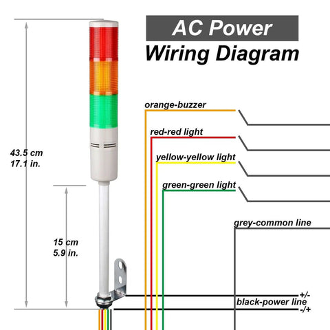 Diagram of Industrial Tower Stack Lights With RGB LED Signals Andon Lights 110V Three Tier Tower Lamps for factory safety.