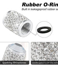 4 Pack Bling Crystal Tire Valve Caps With Rhinestones Waterproof Dustproof Valve Stem Caps For Cars Trucks SUVs And Motorcycles