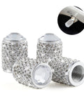 4 Pack Bling Crystal Tire Valve Caps With Rhinestones Waterproof Dustproof Valve Stem Caps For Cars Trucks SUVs And Motorcycles Universal Fit White