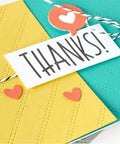 Close-up of card with Rhombus Stripes Christmas Background Die Set, featuring layered design and embossed texture.