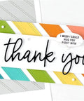 Colorful thank you card made with Rhombus Stripes Christmas Background Die Set For Card Making, showing layered stripes and sentiment.