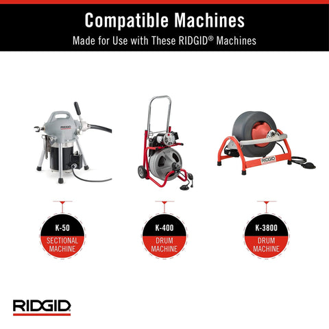 RIDGID K-50 sectional and K-400, K-3800 drum machines for use with Heavy Duty 3 Inch C Cutter Cable Cleaning Tool for Drain Lines