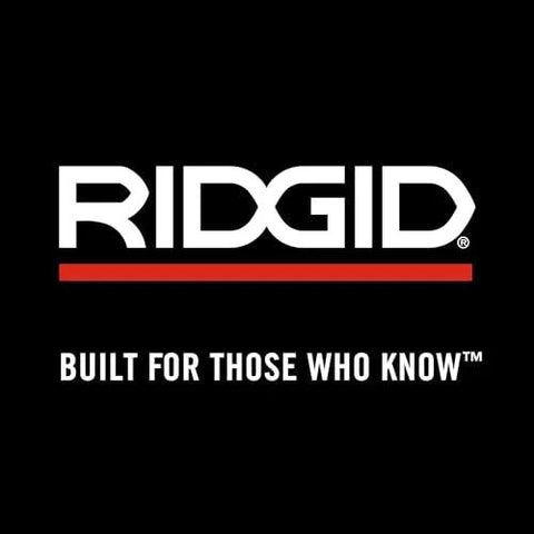 RIDGID brand logo on black background with white lettering and a red underline.