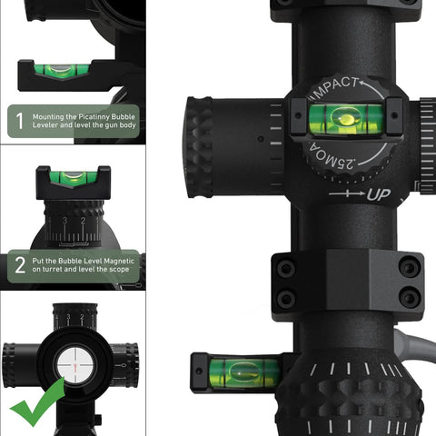 Scope Mounting Bubble Level Kit With Magnetic Bubble Levels And Turret Gun Clamp Level for Pro Grade Rifle Optics