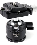 Ball Head Mount for Rifle Tripods and Shooting Sticks with Arca Swiss Plate, 28mm low gravity ball, 360 degree rotation