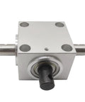 Front view of Right Angle Bevel Gearbox 1.5 Module 20 Teeth 90 Degree Drive For DIY CNC, showing metal shafts and housing.