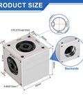 Right Angle Bevel Gearbox 1 To 1 20 Tooth Aluminum Frame 8mm Shaft, technical drawing with product dimensions.