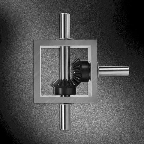 Right Angle Bevel Gearbox 1 To 1 20 Teeth 1.25 Module 10mm Shaft Built For DIY, metal gears and shafts visible