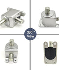 360-degree view of Right Angle Bevel Gearbox 1.5 Module 20 Teeth 90 Degree Drive Shaft 15mm For DIY, showing front and side angles.