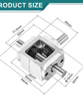 Right Angle Bevel Gearbox 1to1 20 Teeth Aluminum Frame Dual Output 10mm Shaft with dimensions