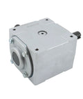Beefy 40 HP 1800 RPM Right Angle Bevel Gearbox With Keyed Shaft 1 To 1 front view showing housing and output shaft