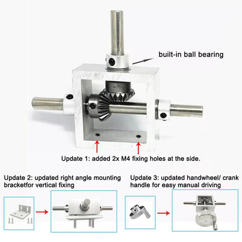 Right Angle Bevel Gearbox 1 Module 20 Teeth 90 Degree Drive For DIY Nerds with mounting updates