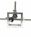 Front view of Right Angle Bevel Gearbox 1 Module 20 Teeth 90 Degree Drive For DIY Nerds with aluminum casing and steel gears.