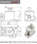 Right Angle Bevel Gearbox 1.5 Module 20 Teeth 90 Degree Drive Shaft 15mm For DIY with dimensions and schematic view