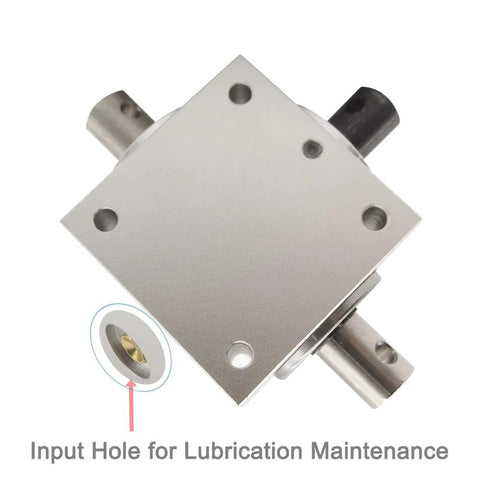Top view of Right Angle Bevel Gearbox 1.5 Module 20 Teeth 90 Degree Drive For DIY CNC showing lubrication input hole.