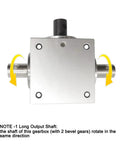 Front view of a Right Angle Bevel Gearbox 1.5 Module 20 Teeth 90 Degree Drive For DIY CNC with co-rotating shafts visible.