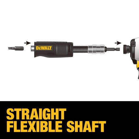 Right Angle Drill Attachment 4-In-1 System With 12-Inch Compact Straight Flexible Shaft 90 Degree Drill Adapter diagram